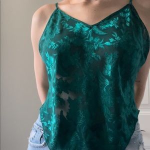 Emerald Green Sheer Vintage Camisole